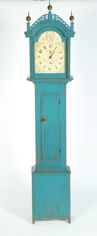 Appraisal: TALL CASE CLOCK Connecticut early th century pine Wooden works