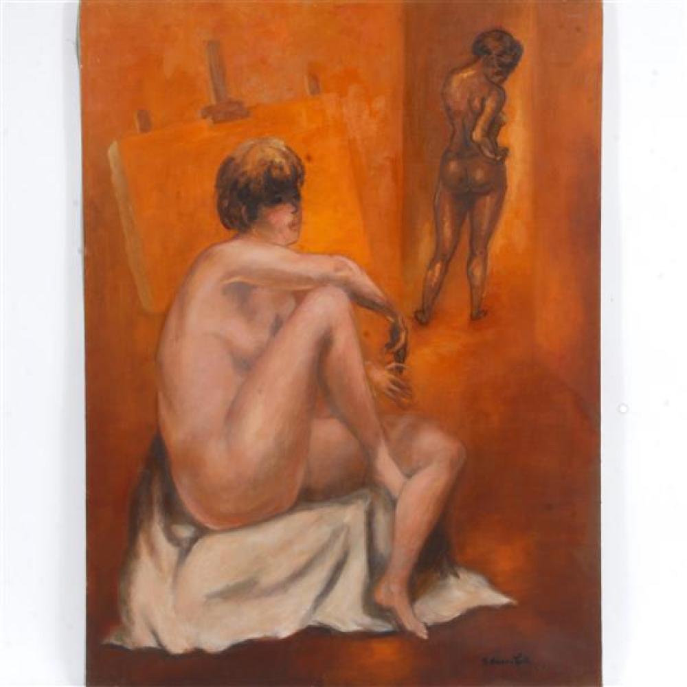 Appraisal: GERALD BERNSTEIN AMERICAN - FEMALE NUDES IN ARTIST'S STUDIO OIL