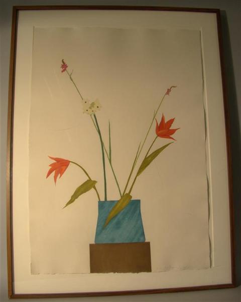 Appraisal: ED BAYNARD AMERICAN - COMPOSITION WITH TULIPS Hand colored aquatint