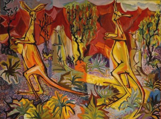 Appraisal: Peter Graham born Kangaroos acrylic on canvas initialed and dated