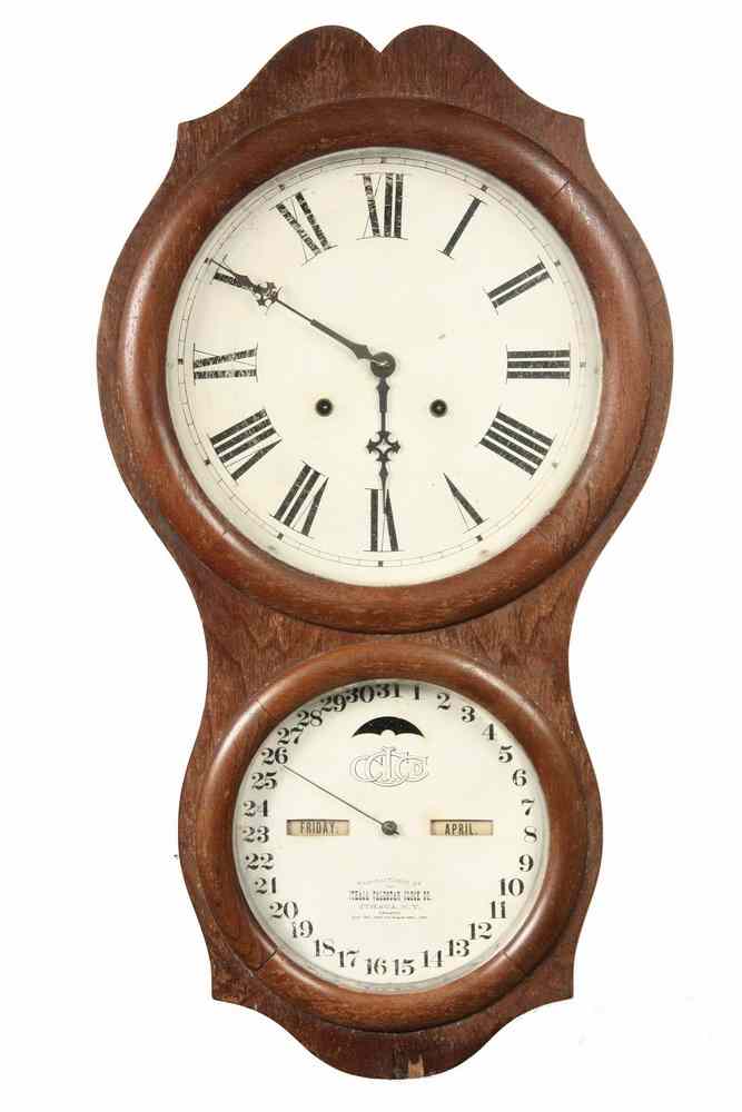 Appraisal: ITHACA CALENDAR WALL CLOCK - Centennial Perpetual Calendar Wall Clock