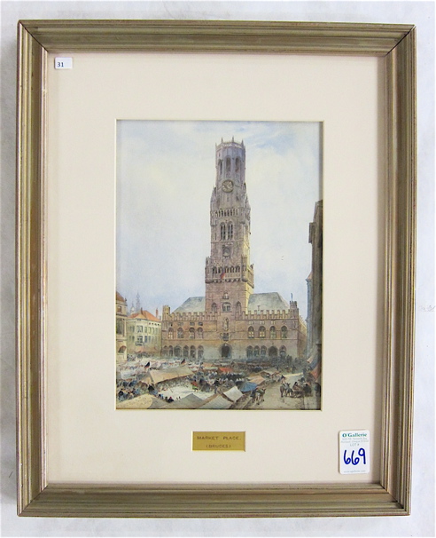 Appraisal: THOMAS GRAY WATERCOLOR TH TH Century UK titled Bruges signed