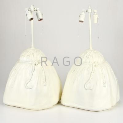 Appraisal: SIRMOS BAGDAD Pair of plaster table lamps ca Marked L