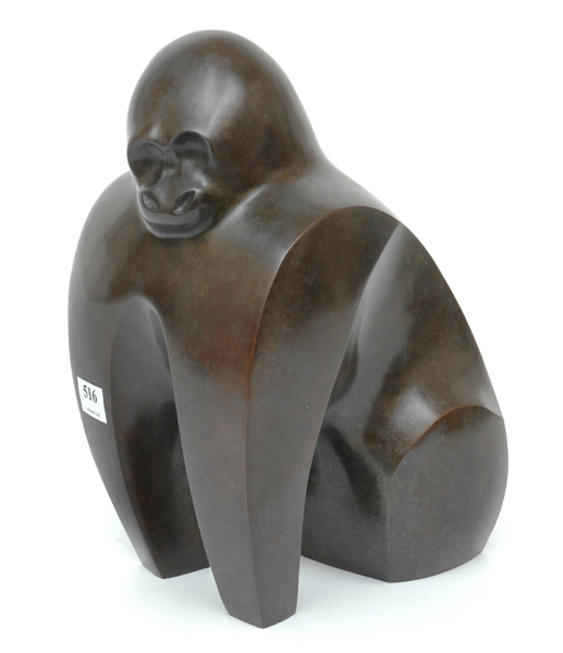 Appraisal: A BRONZE FIGURE OF A GORILLA Gerard Boudon Head turned