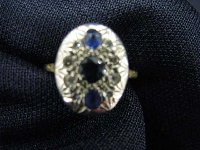 Appraisal: Sapphire Diamond Ring trio of rich blue gems surrounded by