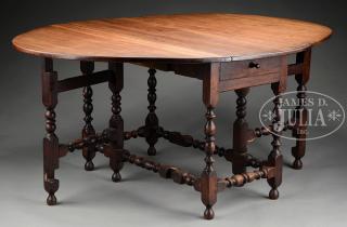 Appraisal: RARE AND IMPORTANT BOSTON WILLIAM AND MARY WALNUT GATELEG TABLE