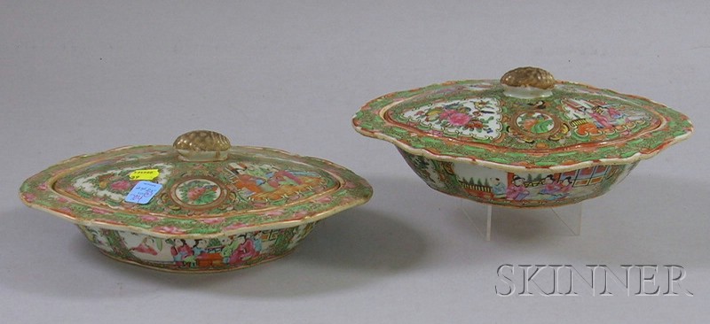 Appraisal: Two Chinese Export Porcelain Covered Serving Dishes lg and in