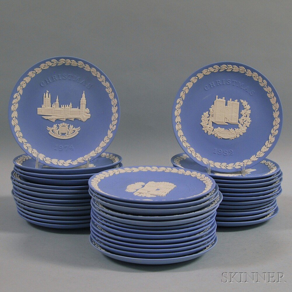 Appraisal: Forty Wedgwood Light Blue Christmas Plates dia in Estimate -