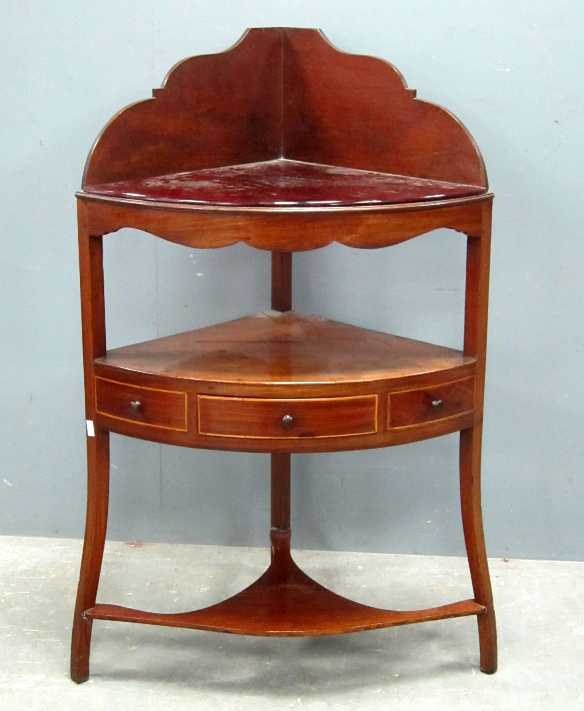 Appraisal: th century mahogany corner washstand