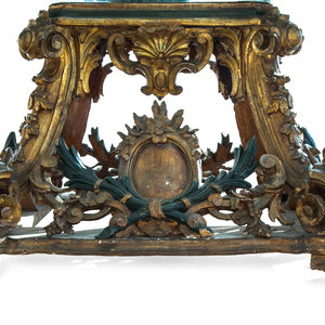 Appraisal: A Venetian Painted and Parcel Gilt Carved Wood Table Base