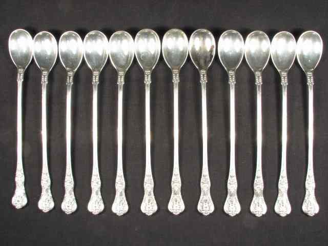 Appraisal: A set of twelve sterling silver iced tea spoons in