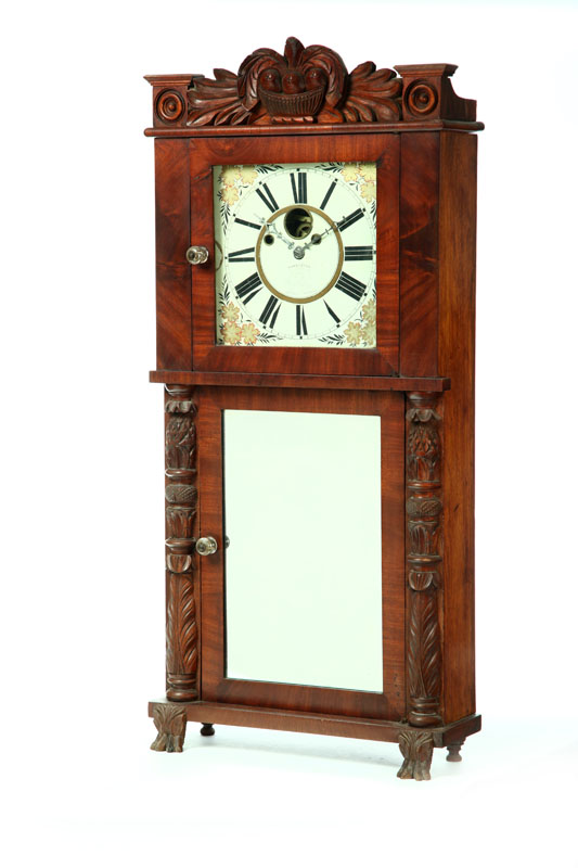 Appraisal: CARVED EMPIRE MANTEL CLOCK Asa Munger Auburn New York nd