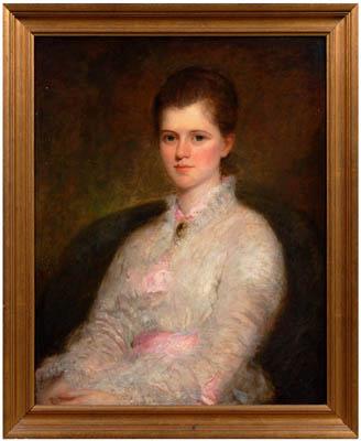 Appraisal: American School portrait portrait of a young woman monogram lower