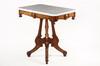 Appraisal: TABLE - Victorian walnut shaped corner marble top parlor table