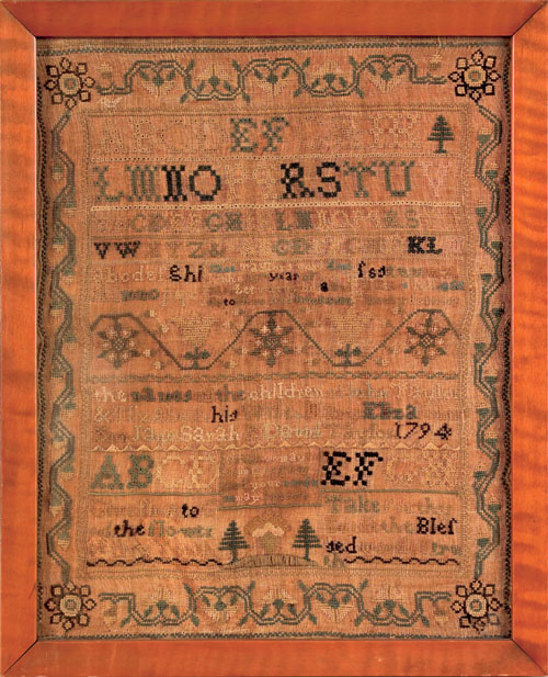 Appraisal: American family lineage sampler dated inscribed The names of the