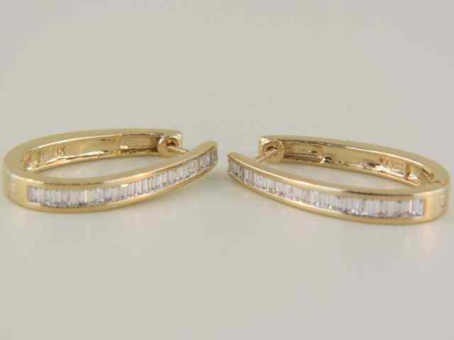 Appraisal: Diamond Earrings baguette diamonds totaling carat in k yellow gold