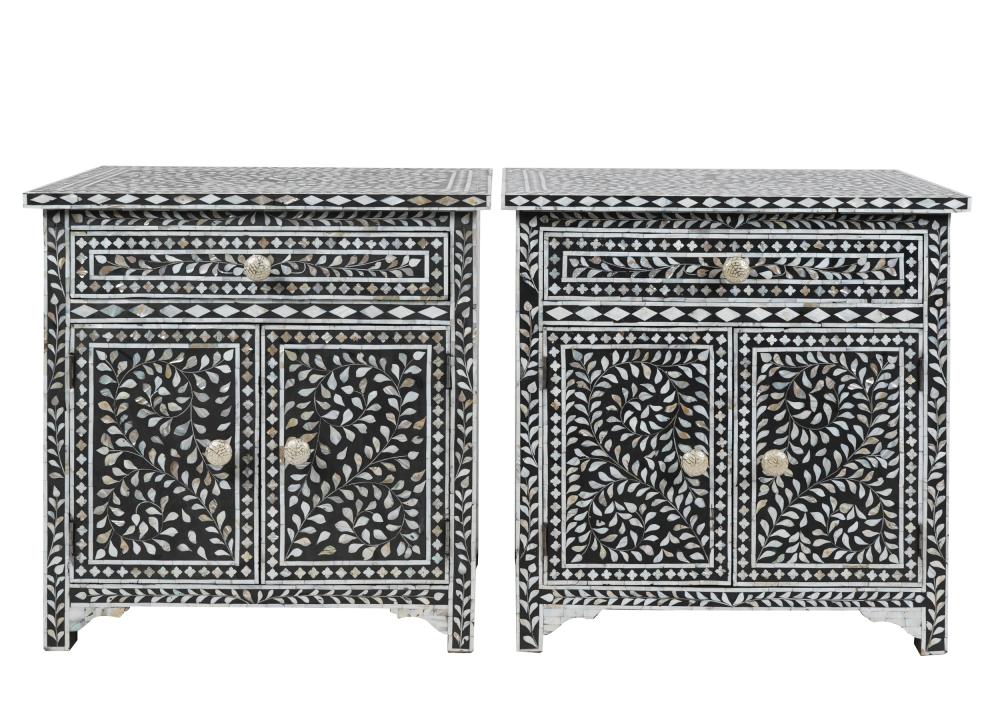 Appraisal: PAIR OF LEVANTINE STYLE COMMODESeach with a long single drawer