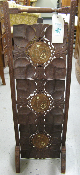 Appraisal: SIX SMALL ARTICLES OF CARVED TEAKWOOD FURNITURE Kashmir India mid