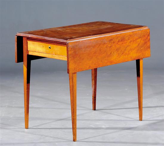 Appraisal: Federal cherry drop-leaf table circa rectangular top with straight skirt