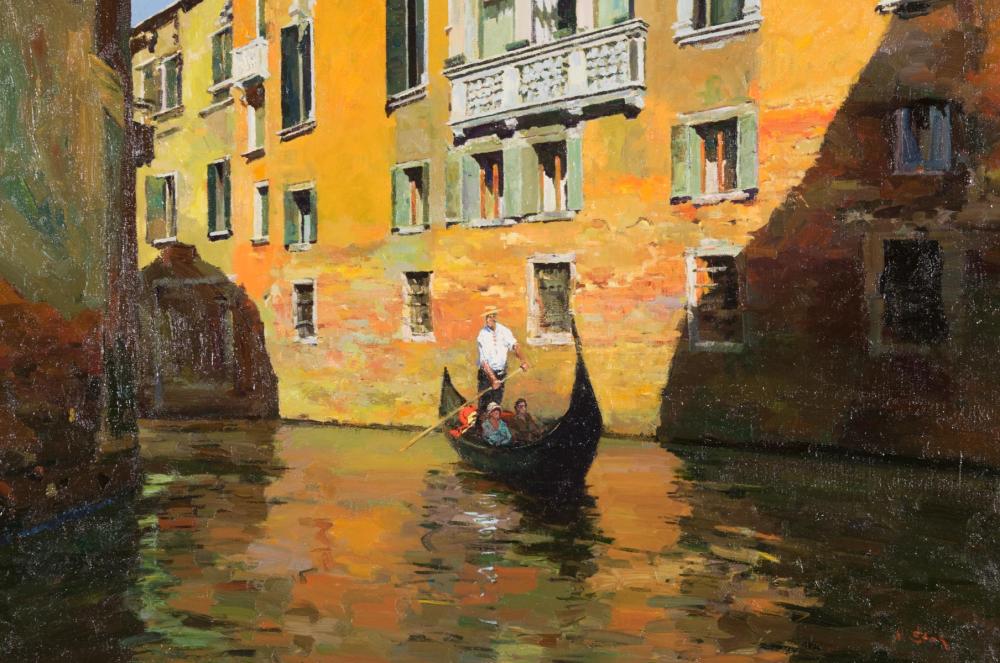 Appraisal: NICK STOQ United States st century oil on canvas Venice