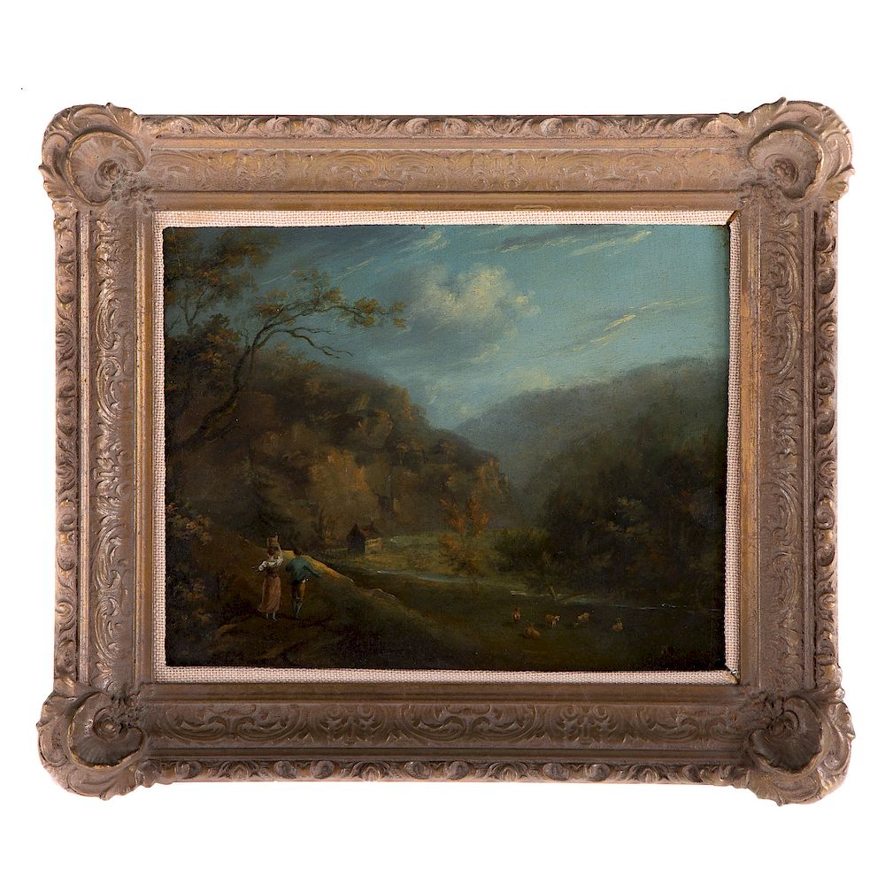 Appraisal: Continental School th c Romantic Landscape Oil on panel unsigned