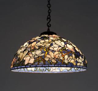 Appraisal: A Buffalo Studios leaded glass hanging lamp Circa the domed