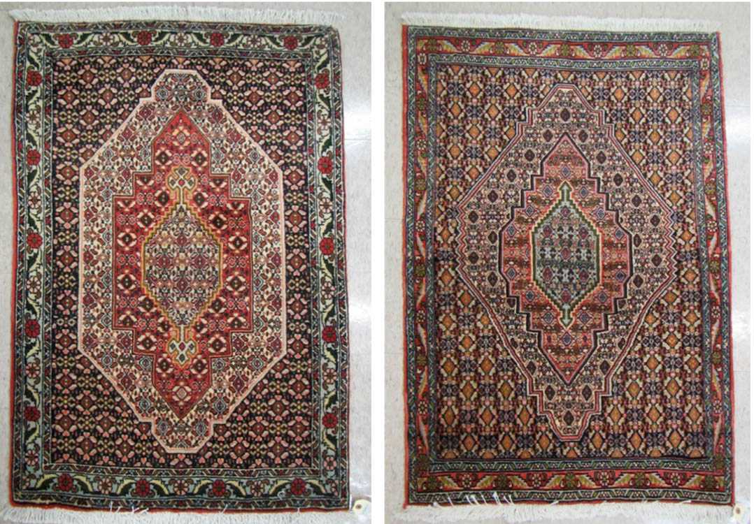 Appraisal: TWO SIMILAR PERSIAN KURDISH SANANDAJ AREA RUGS Kordestan Province northwestern