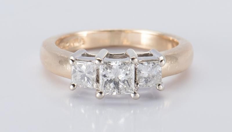 Appraisal: K stone Princess Diamond Ring K yellow and white gold