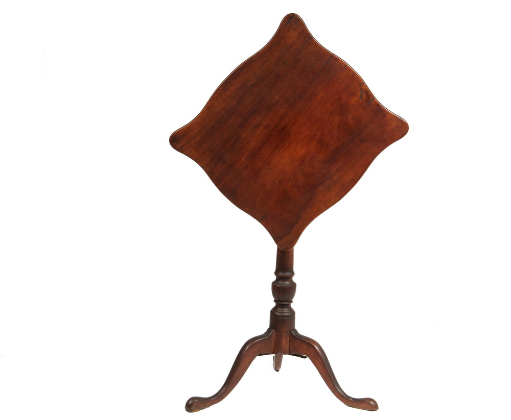 Appraisal: FEDERAL CANDLESTAND - Mahogany Shaped Serpentine Tilt Top Stand set