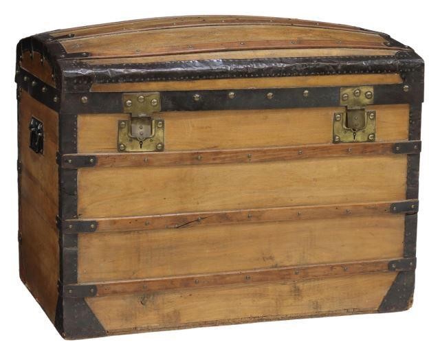 Appraisal: French dome top wood travel trunk Merlet late th c