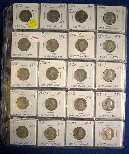 Appraisal: Nearly complete set of Washington quarters from to -D grades