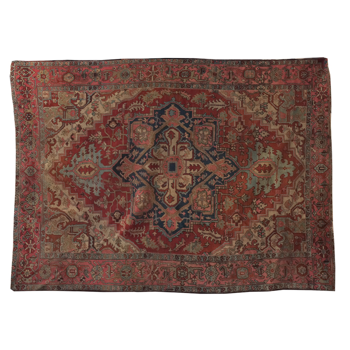 Appraisal: Heriz rug c stylized floral design witha central medallion some