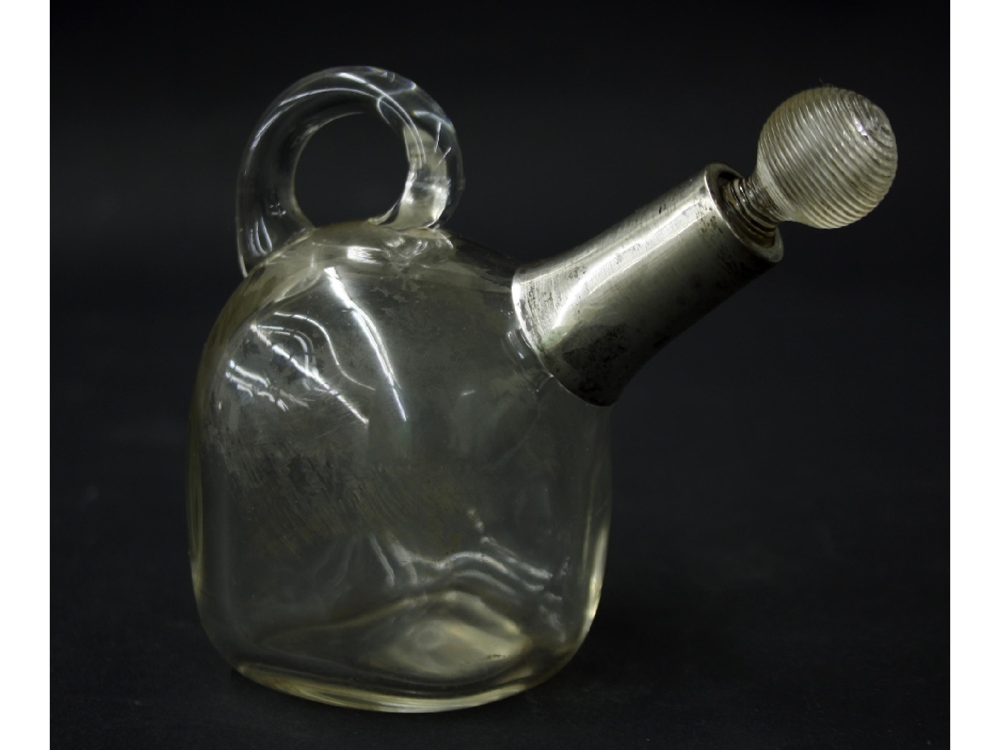 Appraisal: Novelty glass and silver scent oil bottle in the form