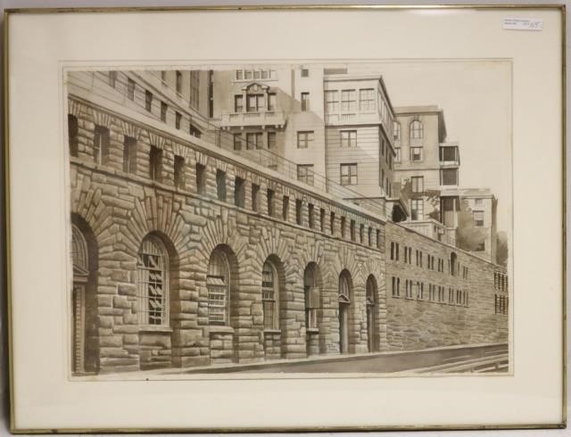 Appraisal: RICHARD HAAS B IL FRAMED WATERCOLORDEPICTING AN ARCHITECTURAL STUDY OF