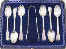 Appraisal: A set of six silver shell bowl bright cut teaspoons