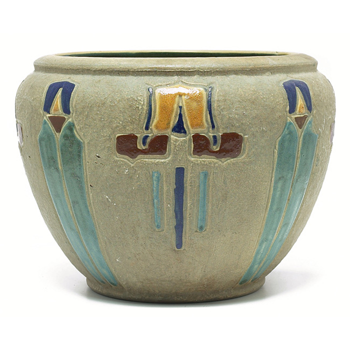 Appraisal: Roseville Mostique vase broad form with a colorful organic design