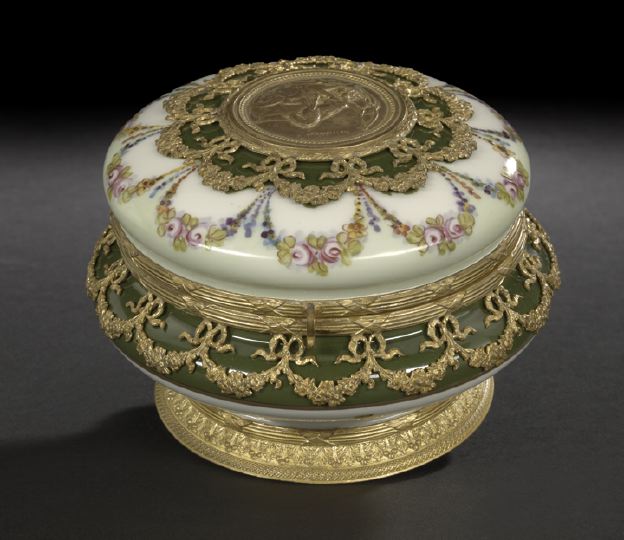 Appraisal: Good Gilt-Brass-Mounted Tressemann and Vogt Limoges Porcelain Jewel Casket first