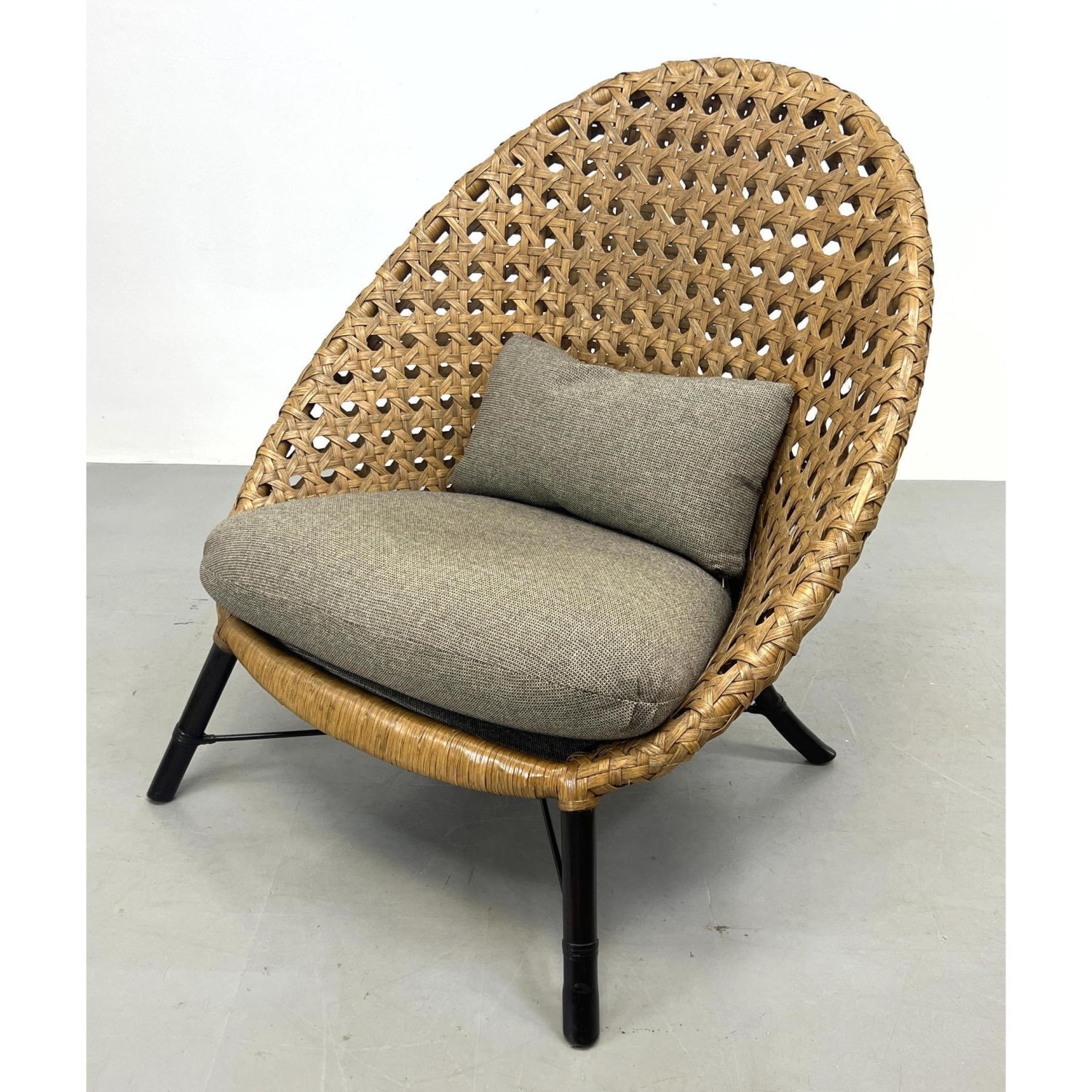 Appraisal: Bernhardt Woven Rattan Lounge Chair Oval hoop design made in