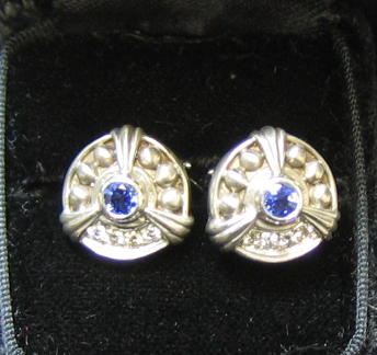 Appraisal: JUDITH RIPKA SAPPHIRE AND DIAMOND EARRINGS k white gold pierced