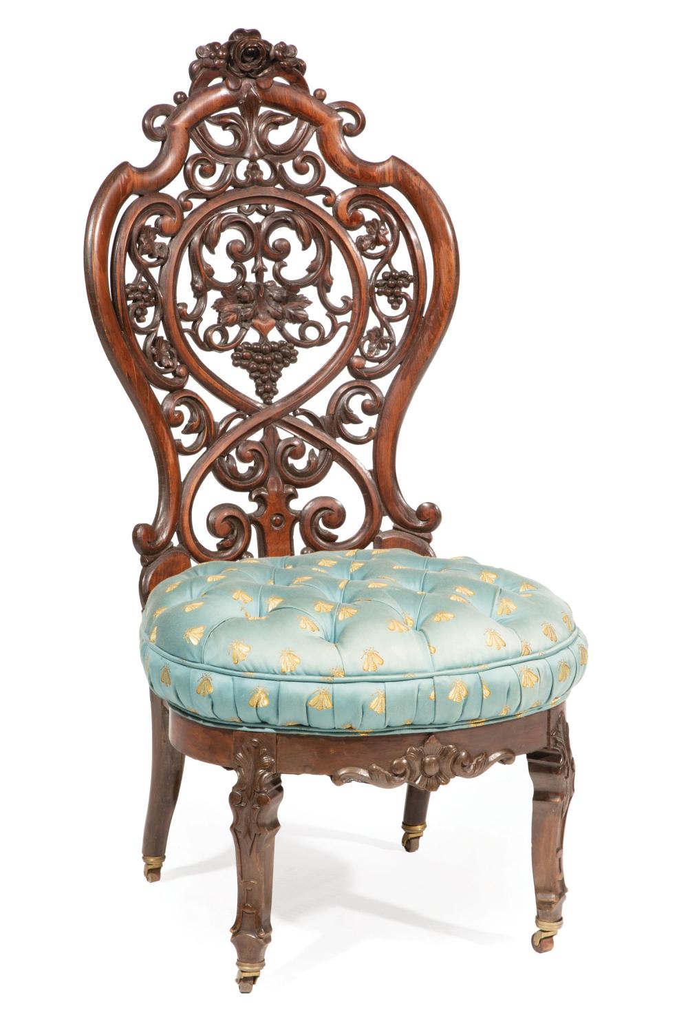 Appraisal: American Rococo Carved and Laminated Rosewood Side Chair c -