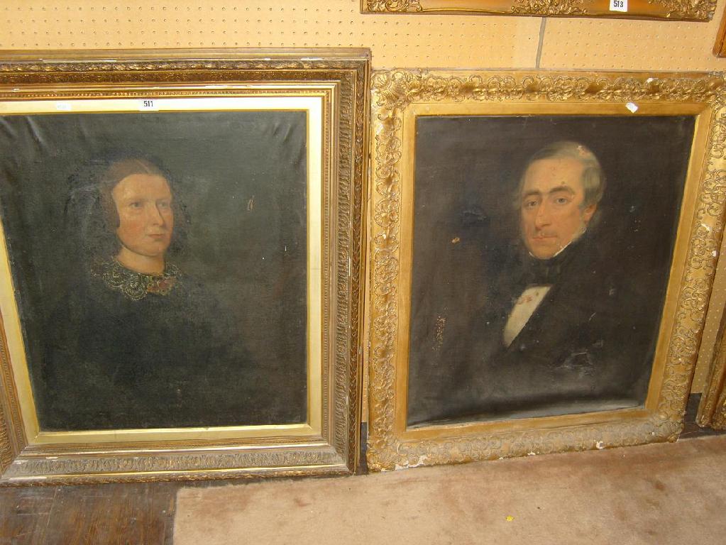 Appraisal: Two Victorian oil paintings on canvas portrait of a lady