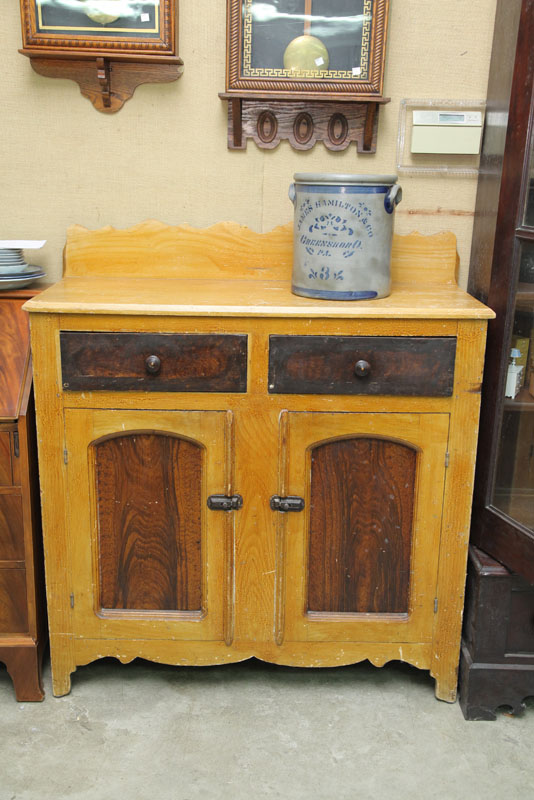 Appraisal: GRAIN PAINT DECORATED DOUBLE DOOR JELLY CUPBOARD Cabinet with one