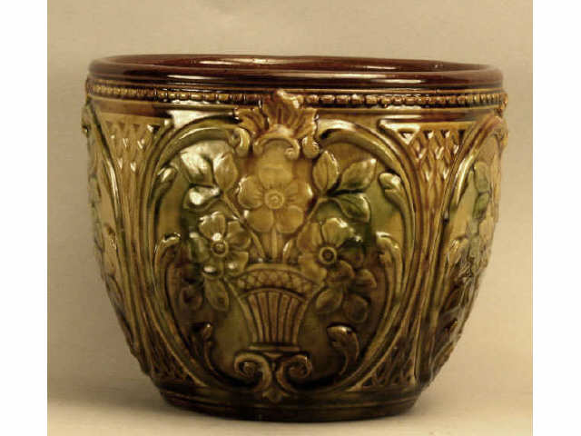 Appraisal: Unmarked Weller jardiniere staining to interior otherwise shows good condition