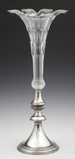 Appraisal: Cut Crystal Floriform Epergne early th c on a weighted