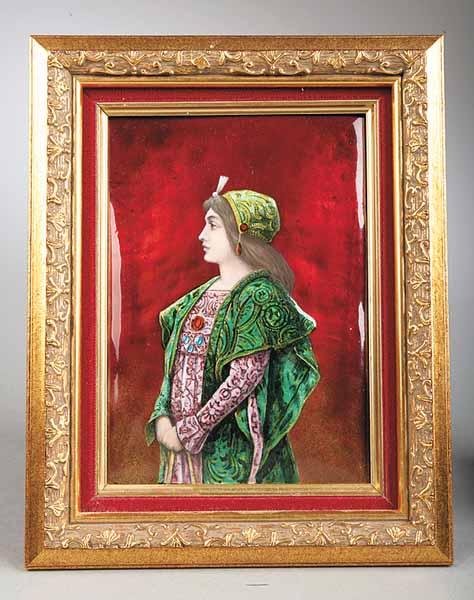 Appraisal: A Continental Enamel on Copper Portrait of a Woman in