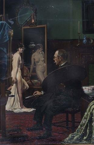 Appraisal: HOWARD SOMERVILLE British - The artist's studio painting a nude