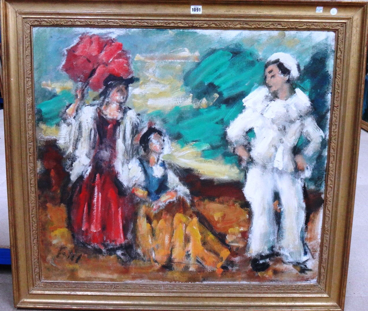 Appraisal: Friedrich Feigl - Pierrot and Contadine oil on board signed