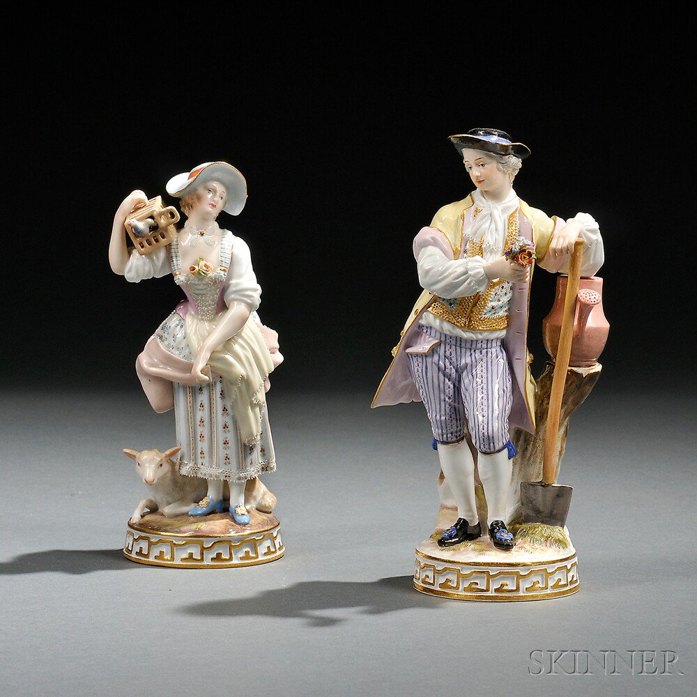 Appraisal: Two Meissen Porcelain Figures Saxony late th century each polychrome