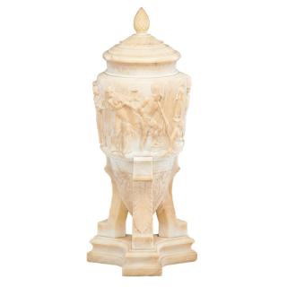 Appraisal: NEOCLASSICAL STYLE ALABASTER LAMP Lidded urn with classical figures in