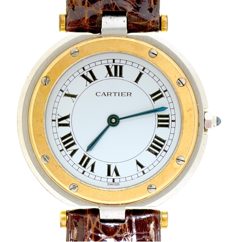 Appraisal: A Cartier bimetal wristwatch Santos quartz movement mm maker's aligator